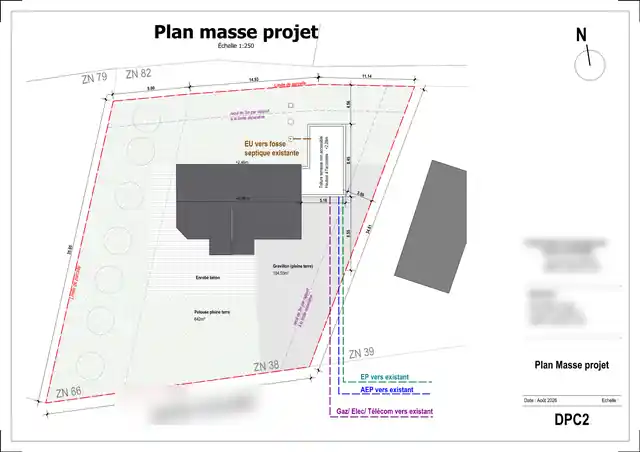 Page de dossier anonymisée : plan de masse du projet